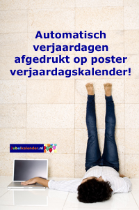 Automatisch verjaardagen op poster verjaardagskalender afgedrukt